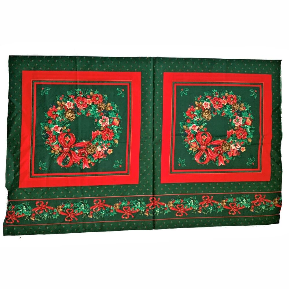 Cranston Cut Sew Christmas Pillow Holiday Floral Wreath Crafts Cottage Core Vtg